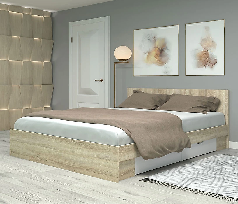 двуспальная кровать с ящиками Фреш КРФР-4-Я-1600 Дизайн-3