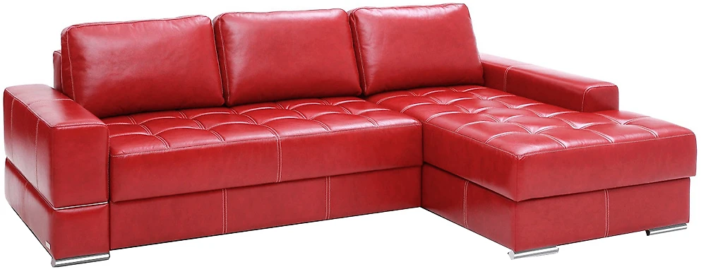 Красный диван Матео Ред кожаный