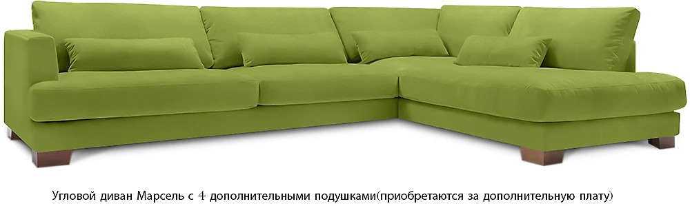 Угловой диван изумрудный Марсель Грин