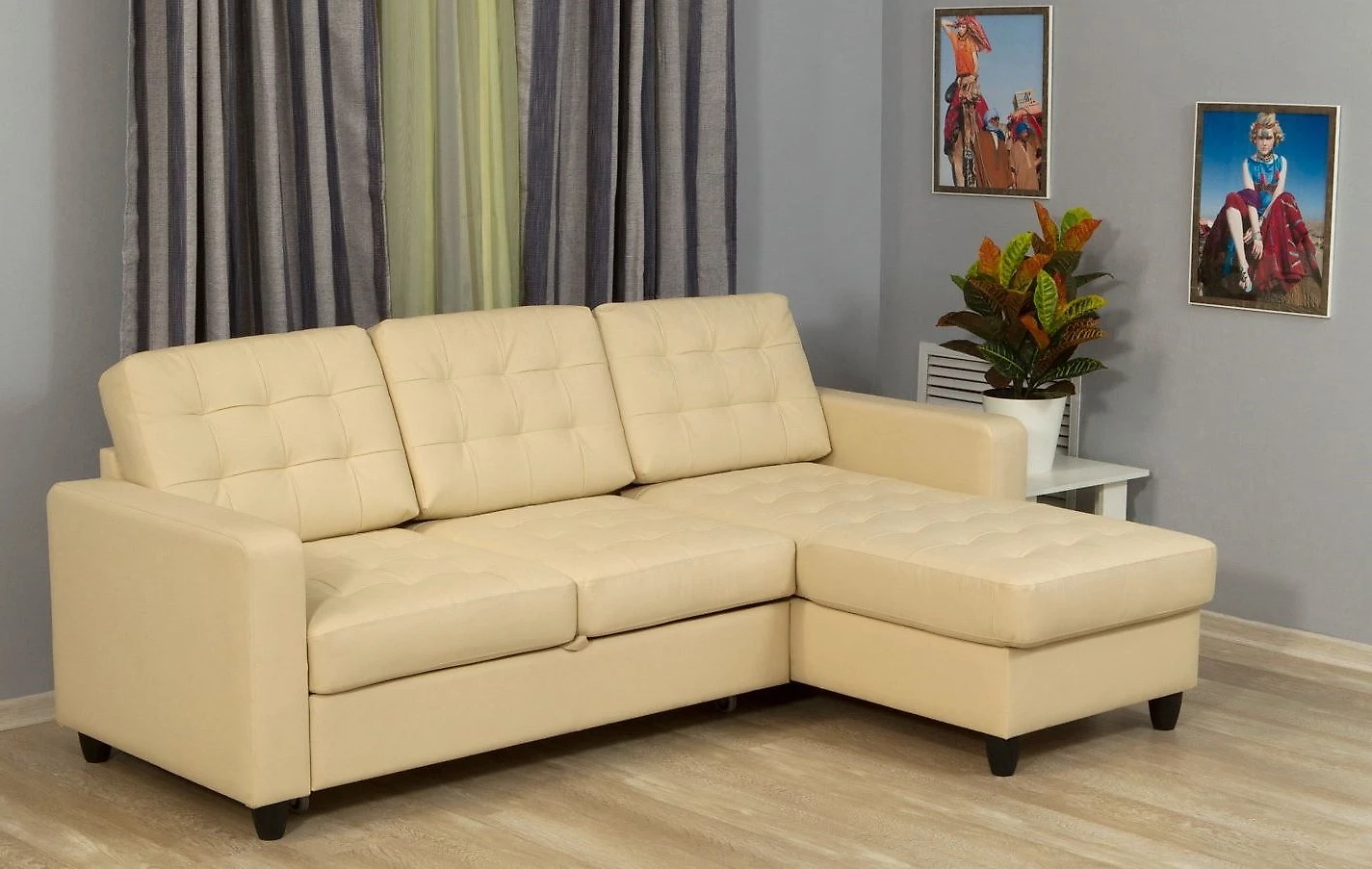 Офисный диван раскладной кожаный Камелот Дизайн 1