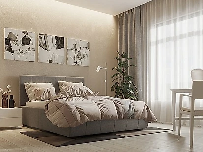 двуспальная кровать с ящиками Афина Люкс Кантри Грей-160 с матрасом