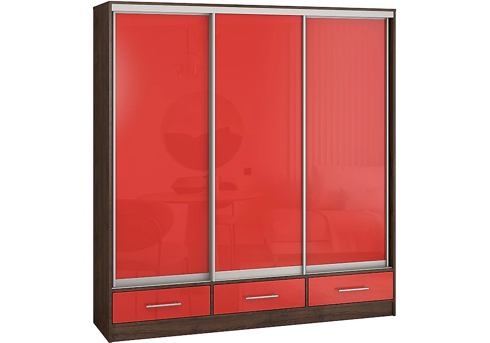 Красный шкаф Версаль-190 3 двери МДФ Дизайн-2