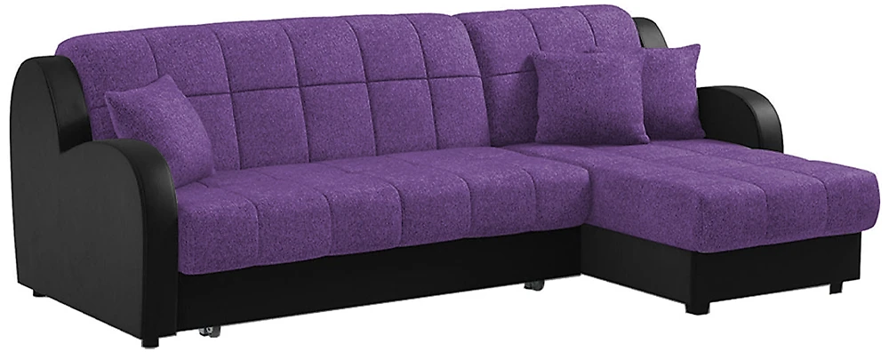Угловой диван черно-белый Барон Плюш Фиолет