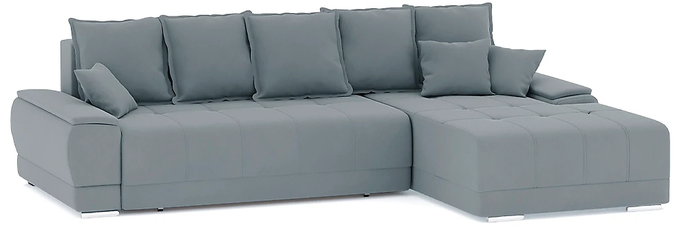 Угловой диван с независимым пружинным блоком Nordviks (Модерн) Плюш Плюш Лайт Грей