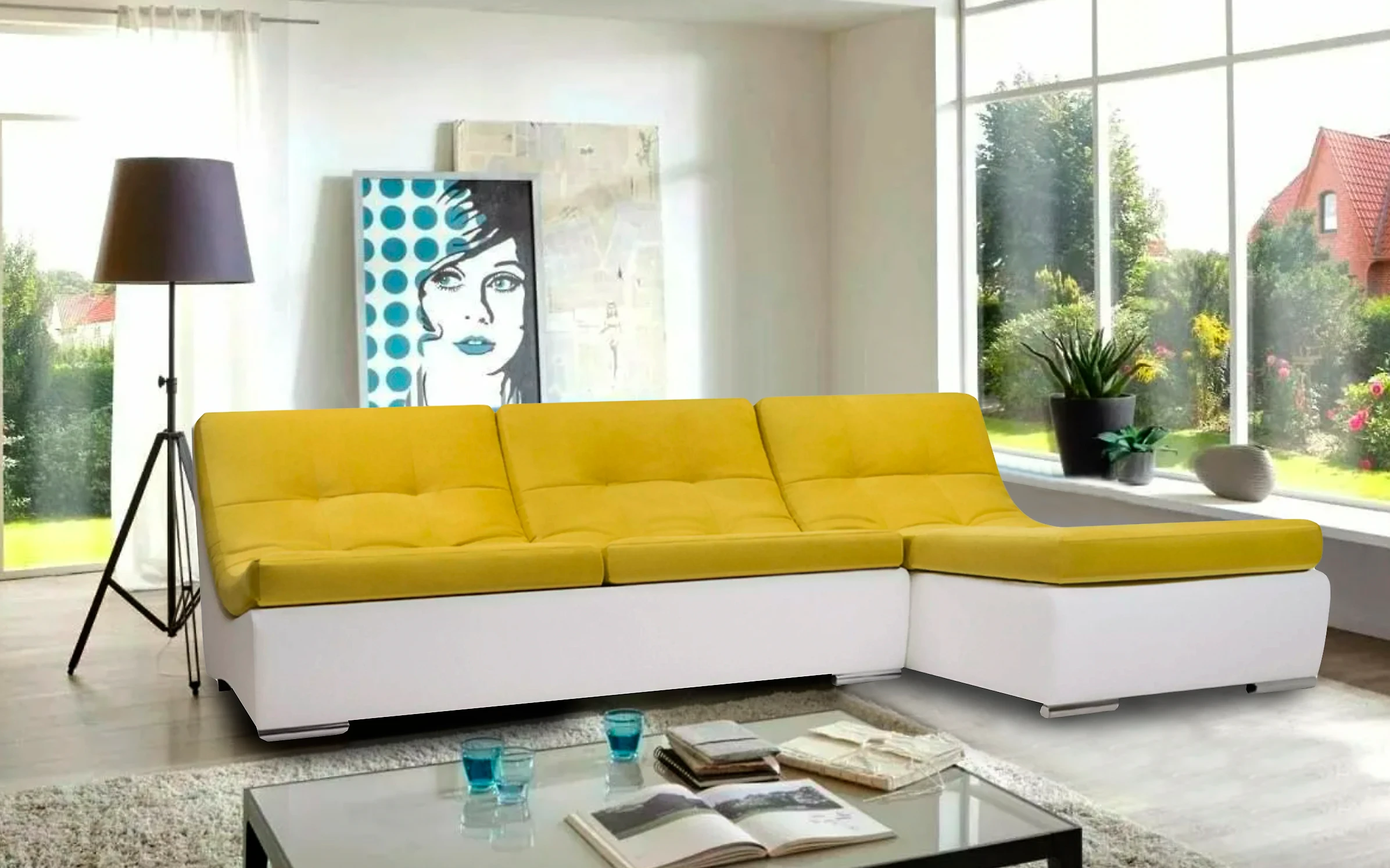 диван в гостиную Монреаль-1 Плюш Yellow (тест)