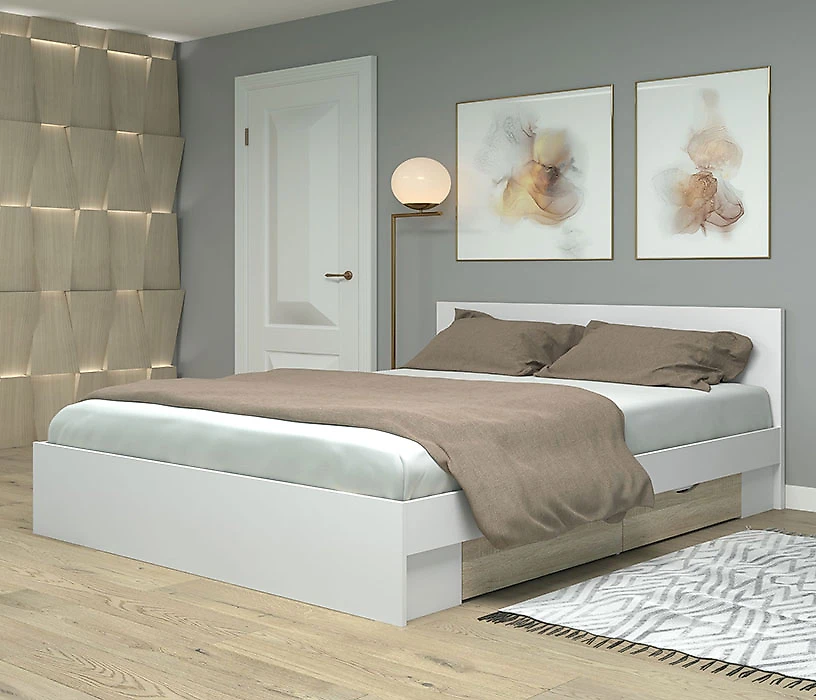 Бежевая двуспальная кровать Фреш КРФР-4-Я-1600 Дизайн-4