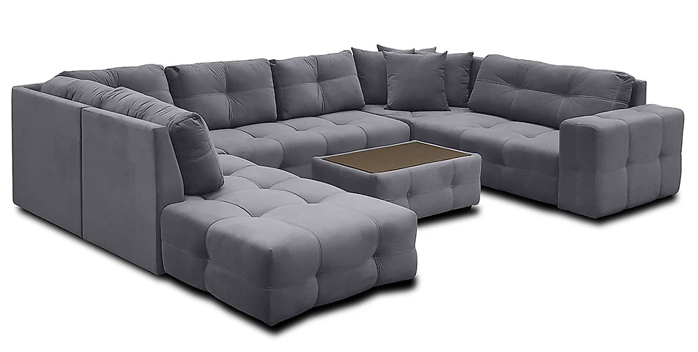 Угловой диван с канапе Спилберг-3 Плюш Графит