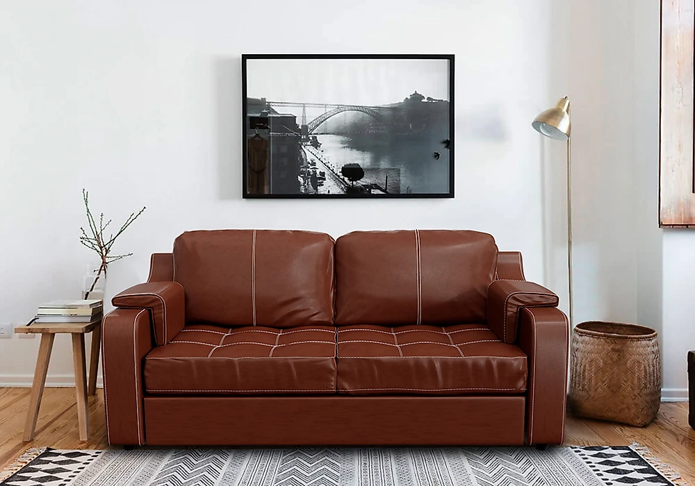 Офисный диван раскладной Берета  2-х местный Дизайн 4 кожаный