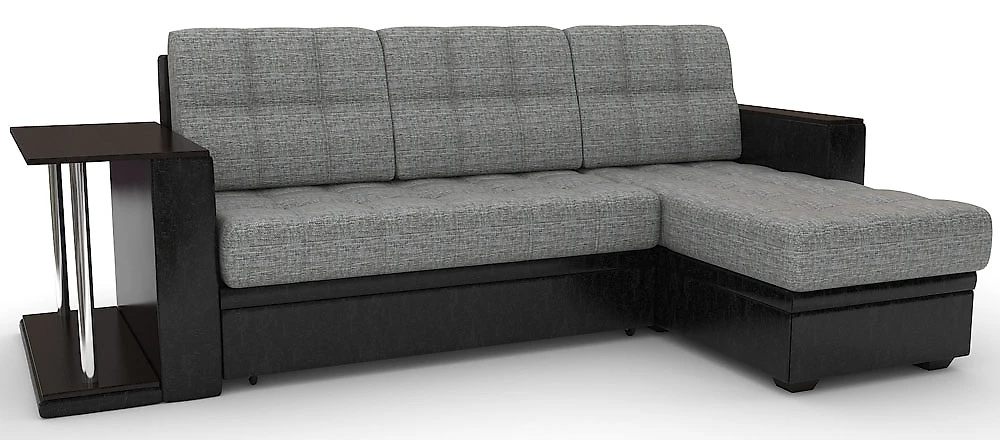 Серый угловой диван Атланта-эконом Грей Блэк со столиком
