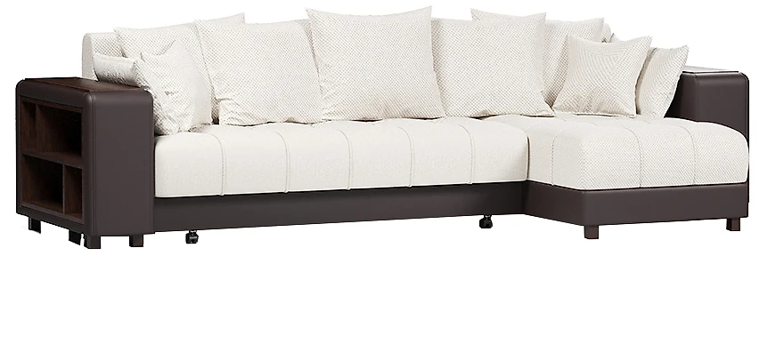 Угловой диван с ящиком в подлокотниках Дубай Вайт Блэк
