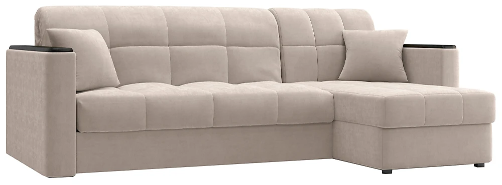 Угловой диван для ежедневного сна Неаполь Плюш Беж