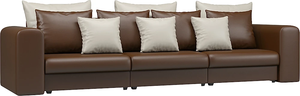 Коричневый кожаный диван Манхеттен-2 Брауни