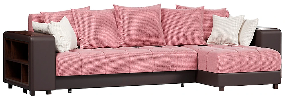 Угловой диван с ящиком в подлокотниках Дубай Пинк