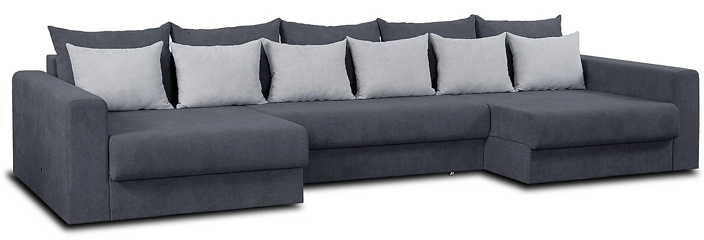 Угловой диван п-образный Модена-7 Плюш Графит